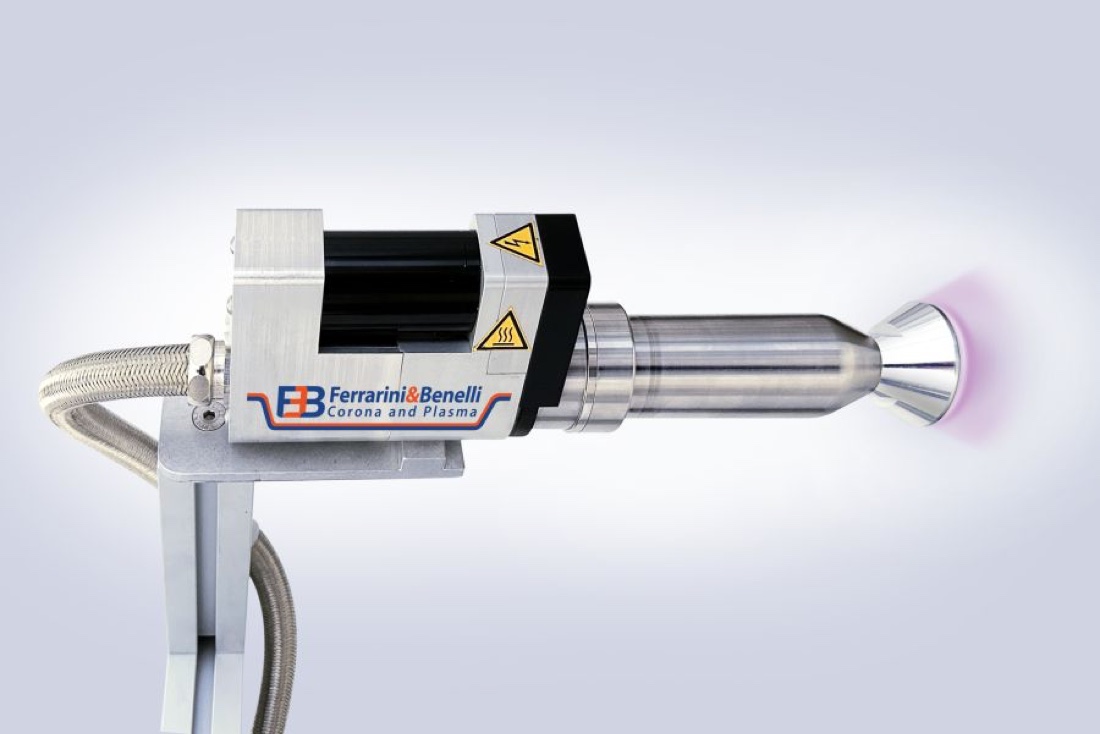 Ferben In Air Plasma XL — Atmosphärendruck-Plasmadüse mit konischem Düsenkopf und Plasmastrahl